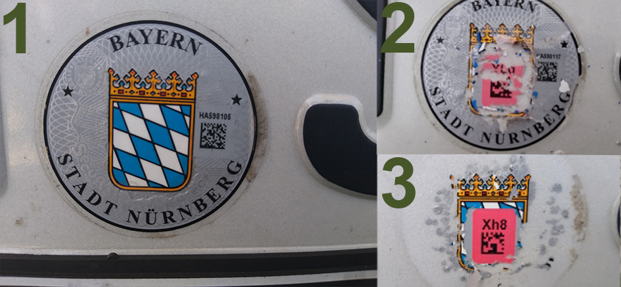 Sicherheitscode auf Kennzeichen/Nummernschild